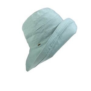 Cablo Camurie Wide Brim Adjustable Cotton Cloche Bucket‎ Hat in Blue